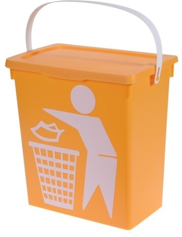 Cos de gunoi cu maner, 12 L, polipropilena, galben
