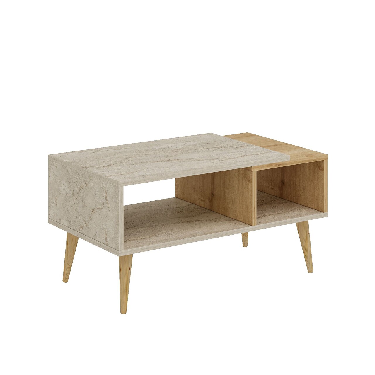 Masuta de cafea, Odessa, Austin, 90x40x50 cm, Travertin / Stejar Safir - 2 | YEO