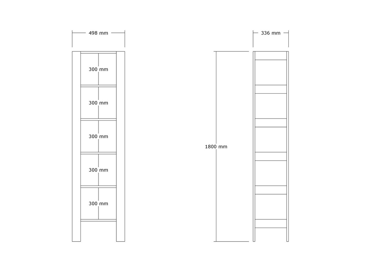 Corp biblioteca, Puqa Design, Creator, 49.8x180x33.6 cm, PAL, Alb
