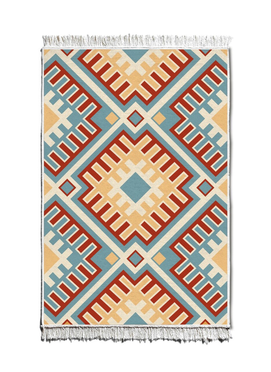 Covor, KLM0049, 80x120 cm, Fibre acrilice, Galben / Roșu / Albastru - 1 | YEO