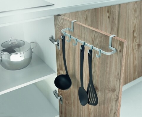 Suport prosoape pentru dulap Galileo, Metaltex, 30 cm, inox/invelis Polytherm, argintiu