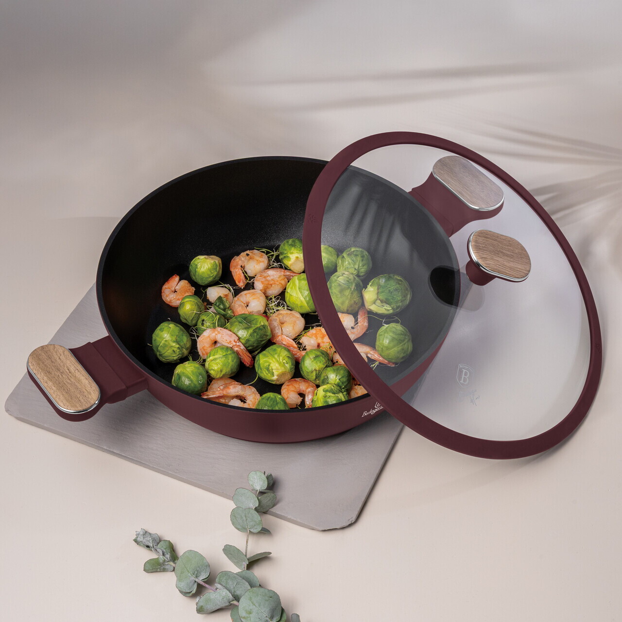 Oala cu capac Berlinger Haus, Leonardo Nordic, 28 cm, 3.8 L, aluminiu forjat, visiniu mat - imagine 6