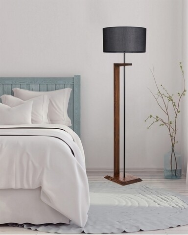 Lampadar, Luin, 8276-1, E27, 60 W, metal/lemn/textil 8276-1