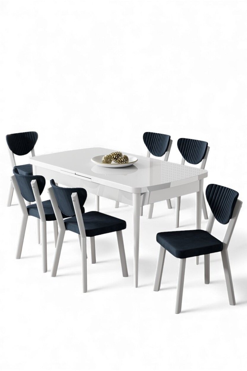 Set masa extensibila si scaune, Hanah Home, Exve, Alb / Antracit - view 2