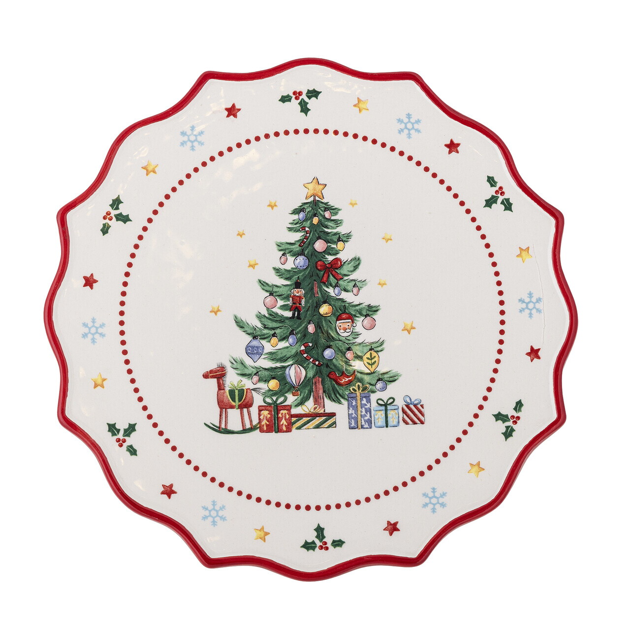 Platou cu picior, Bloomingville, Naive, 21x9 cm, dolomit, rosu — imaginea 5