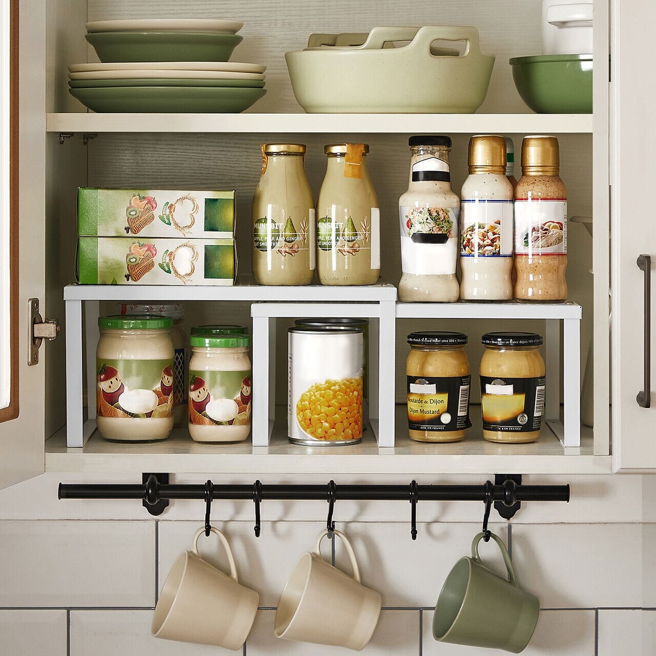 Set 4 organizatoare dulap bucatarie, Songmics, 32x22.9x15.4 cm, metal, alb/argintiu - imagine 4