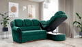 Coltar extensibil dreapta 3 locuri ELTAP, L-071, Lord, 243x180x112 cm, lemn/poliester, verde inchis/negru