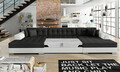 Coltar extensibil 5 locuri, ELTAP, Vento, 359x165x87 cm, lemn/poliester, negru/alb