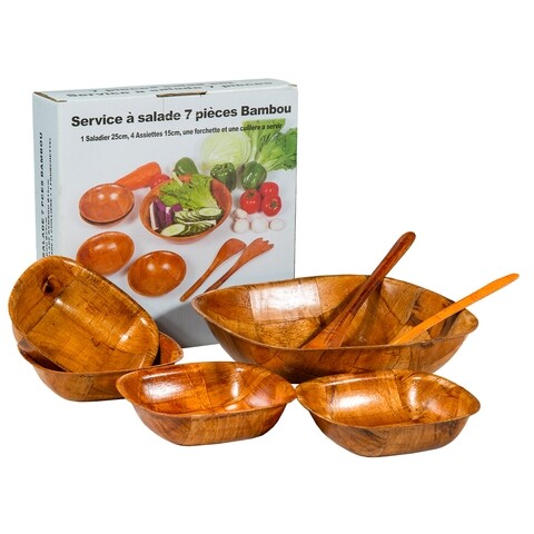 Set pentru servire 7 piese Square Dark, Creaciones Meng, 25 cm, MDF