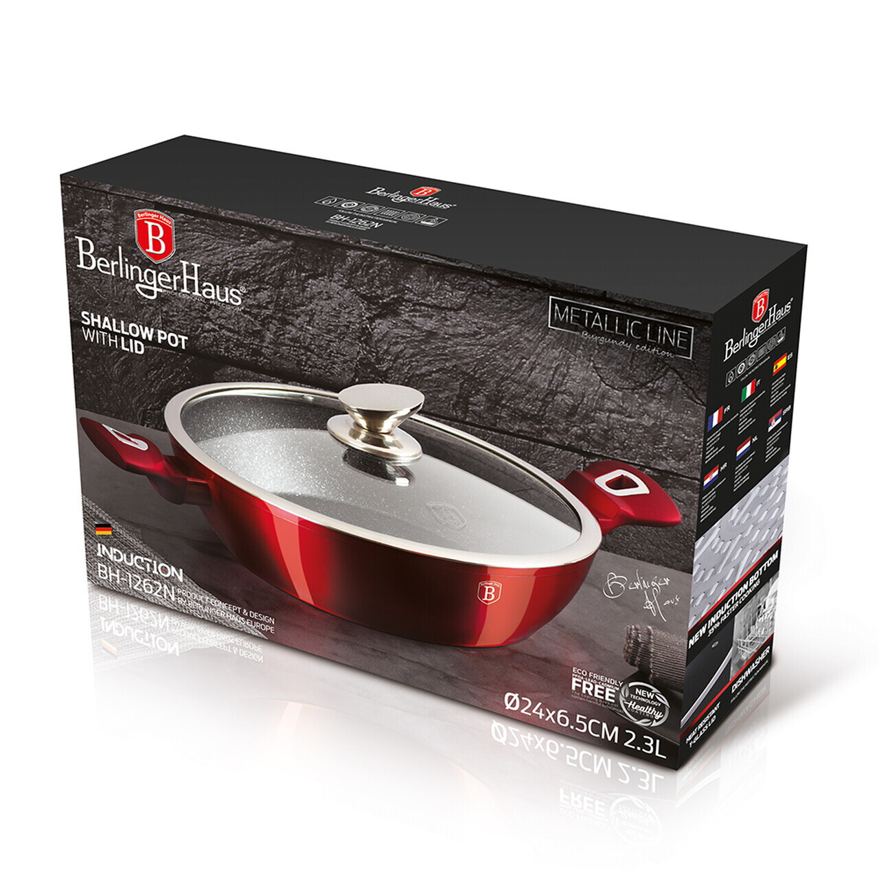 Oala cu capac Berlinger Haus, Burgundy, 28 cm, 3.8 L, aluminiu forjat, rosu - imagine 5