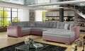 Coltar extensibil dreapta 5 locuri ELTAP, Damario, 338x189x78 cm, lemn/poliester, gri/roz