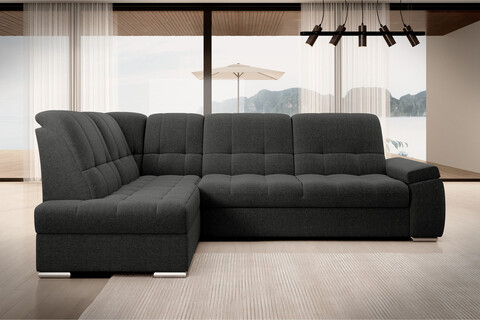 Coltar extensibil stanga 3 locuri ELTAP, LT-04FL, Sado, 272x192x95 cm, lemn/poliester, gri inchis