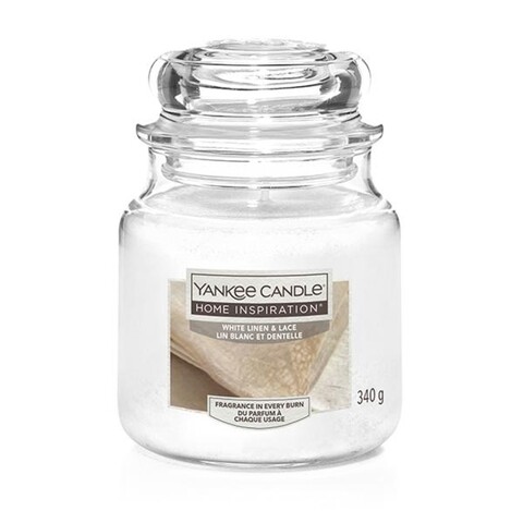Lumanare parfumata in suport de sticla, Yankee Candle, 60 ore, 340 g, aer proaspat/iris/lacramioare
