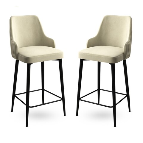 Set scaun de bar (2 bucăți), Charlotte, Enox, Metal, Crem/Negru