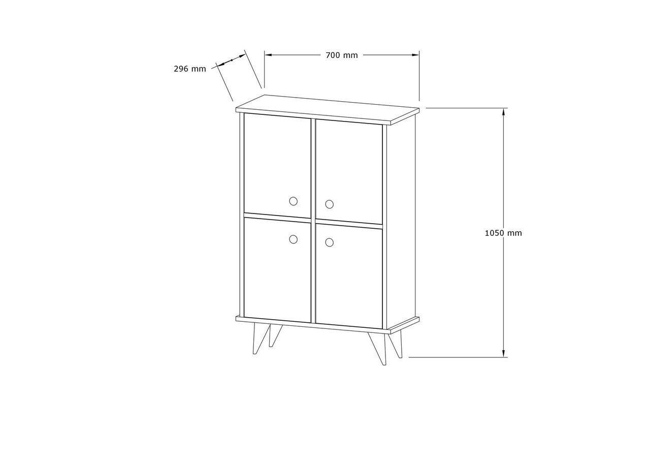 Dulap multifunctional, Puqa Design, Antik, 70x90x35 cm, PAL, Maro