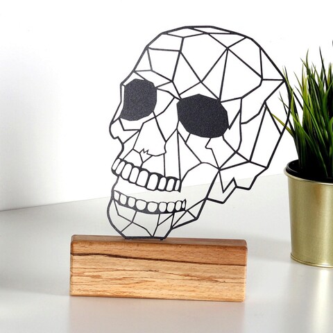 Decoratiune, skull, 17x29x3.5 cm, metal, negru