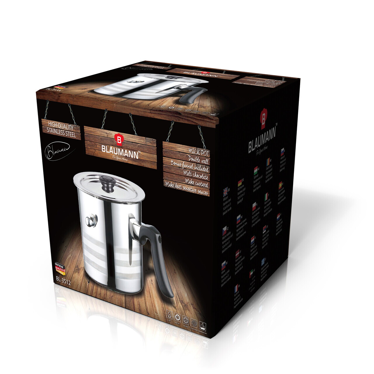 Oala pentru fiert lapte cu capac si avertizare sonora, Blaumann, 16 cm, 2 L, inox, argintiu/negru - view 4
