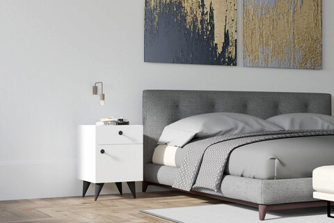 Noptiera, Puqa Design, Pila, 40x60x42cm, PAL, Alb 40x60x42cm imagine 2022