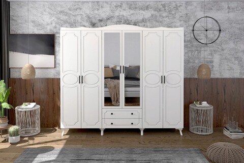 Dulap pentru haine, Glenevis, Mihra 216, 210x188x50 cm, Alb Glenevis