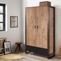 Dulap pentru haine, Sapphire, Cosmo Alter, 110 x 200 x 55 cm, pal melaminat, pin/negru