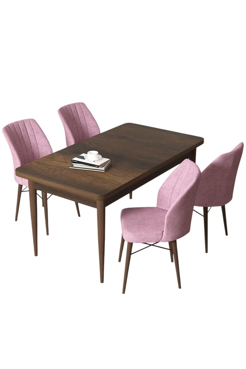 Set masă și scaune (5 bucăți), Hanah Home, Arp, Baroc / Roz - view 2