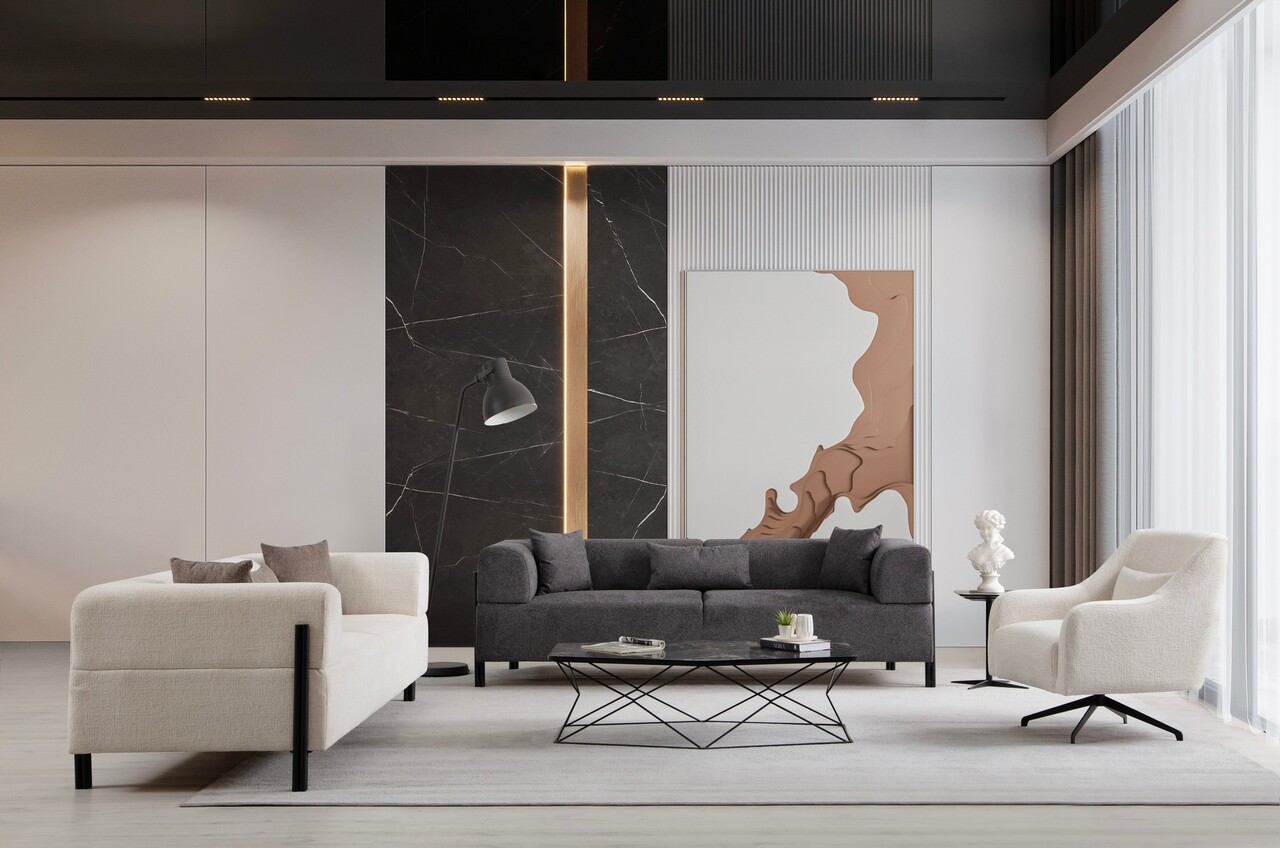 Canapea 3 locuri, Atelier del Sofa, 560ARE2366, Antracit - imagine 3