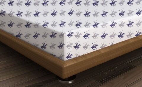 Cearceaf de pat cu elastic, 140×190 cm, 100% bumbac ranforce, Beverly Hills Polo Club, BHPC 010, albastru inchis