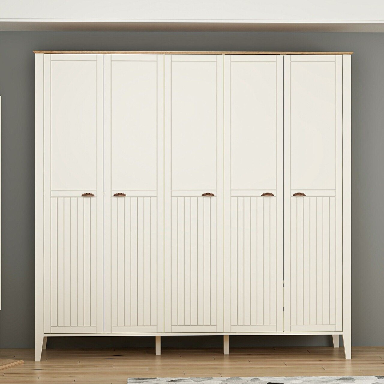 Dulap pentru haine, Hanah Home, Marlo, 228x220x61 cm, Coș adânc