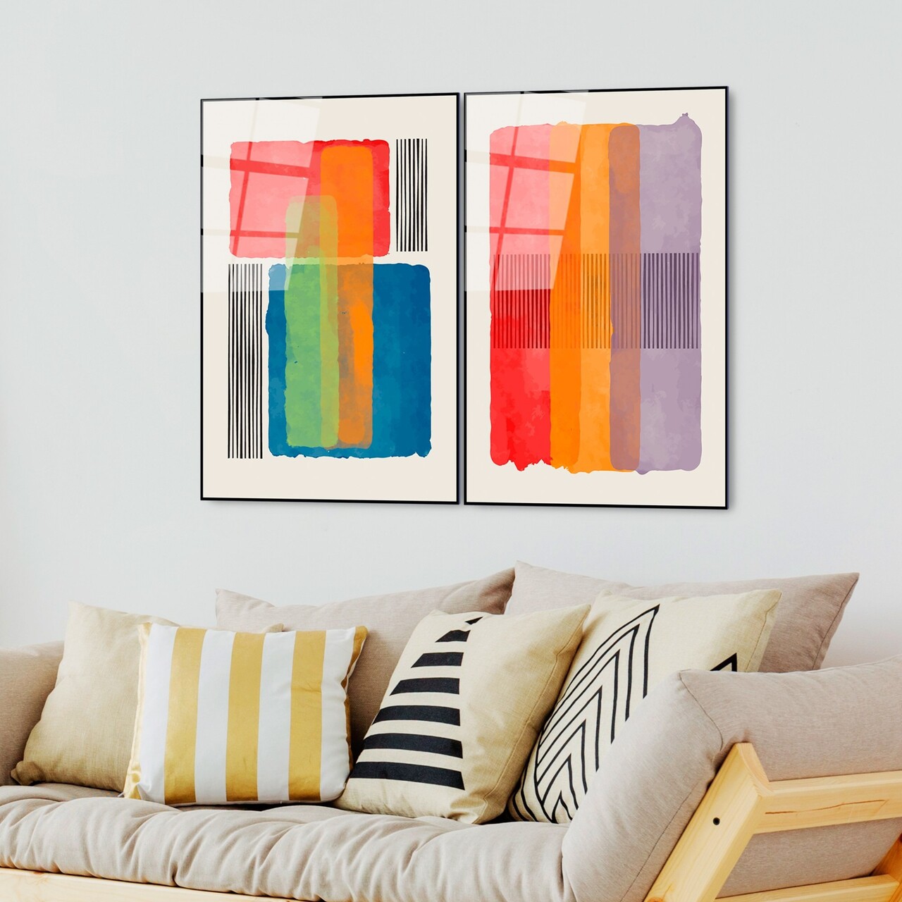 Tablou decorativ (2 Pieces), UV-948, Dimensiune: 45 x 65 cm (2 bucăți), Multicolor - view 2