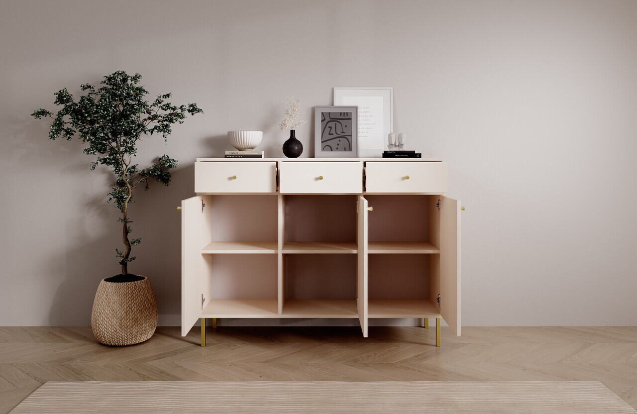Comoda ADRK, Tili 3D 3S, 124.5x40.8x95 cm, PAL laminat, bej — imaginea 6