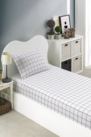 Set de pat pentru o persoana (cearceaf cu elastic si perna) 2 piese, Artus - Grey, Eponj Home, 65% bumbac/35% poliester