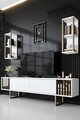 Comoda TV, Bexley, Gold Line, 180x30x48 cm, PAL, Alb/Negru