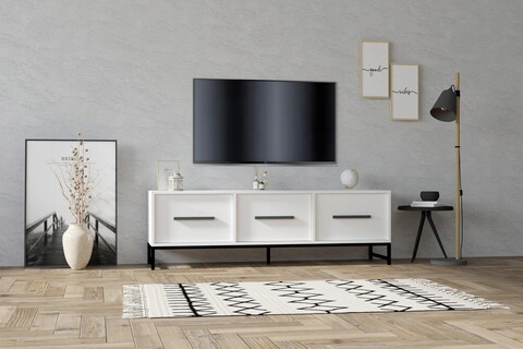 Comoda tv, puqa design, melody, 160x50x40 cm, pal, alb