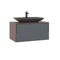 Dulap de baie cu chiuvetă, Hanah Home, Craft 80, Nuc / Antracit