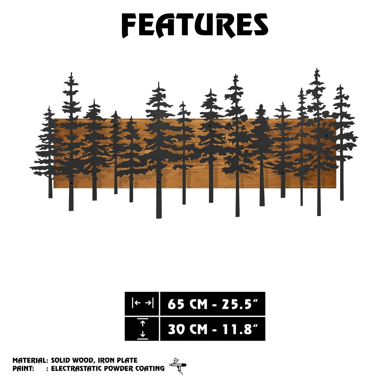 Decoratiune de perete, Nordic Pine, Cadru: Lemn (Grosime: 2 cm), Nuc negru — imaginea 8