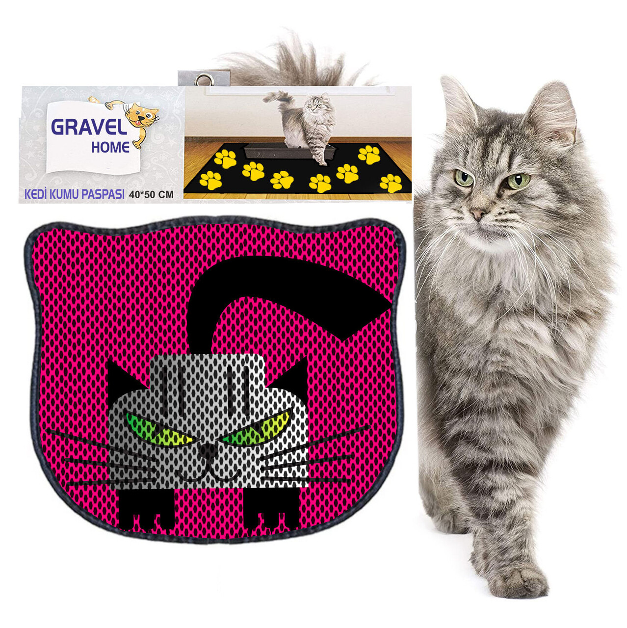 Covoras litiera pentru colectarea granulelor de nisip, Paws &amp; Whiskers, Kdkafa0182, 50% PVC/50% poliester, Multicolor - view 2