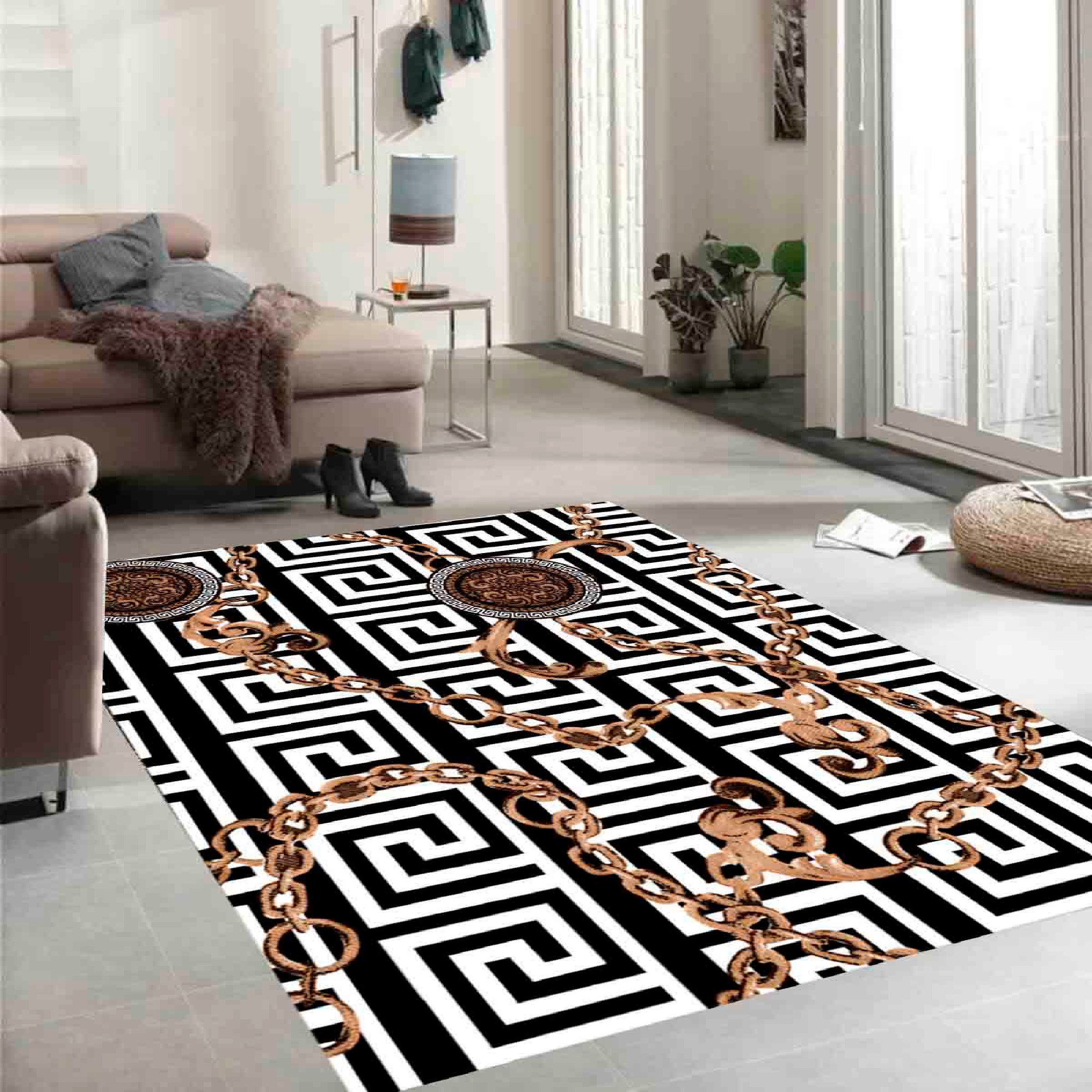 Covor, Exfab119, 80x150 cm, Maro / Negru / Alb