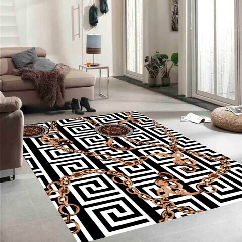 Covor, Exfab119, 80x150 cm, Maro / Negru / Alb