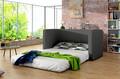 Canapea extensibila 2 locuri, ELTAP, Neva, 132x70x62 cm, lemn/poliester, gri inchis/albastru
