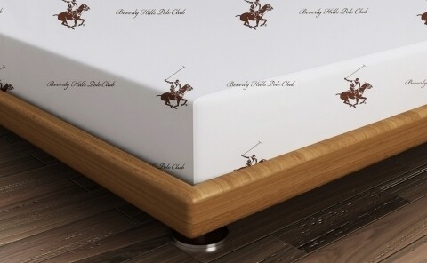 Cearceaf de pat dublu BHPC 004 - Brown, 240x260 cm, 100% bumbac ranforce, Beverly Hills Polo Club, alb/maro