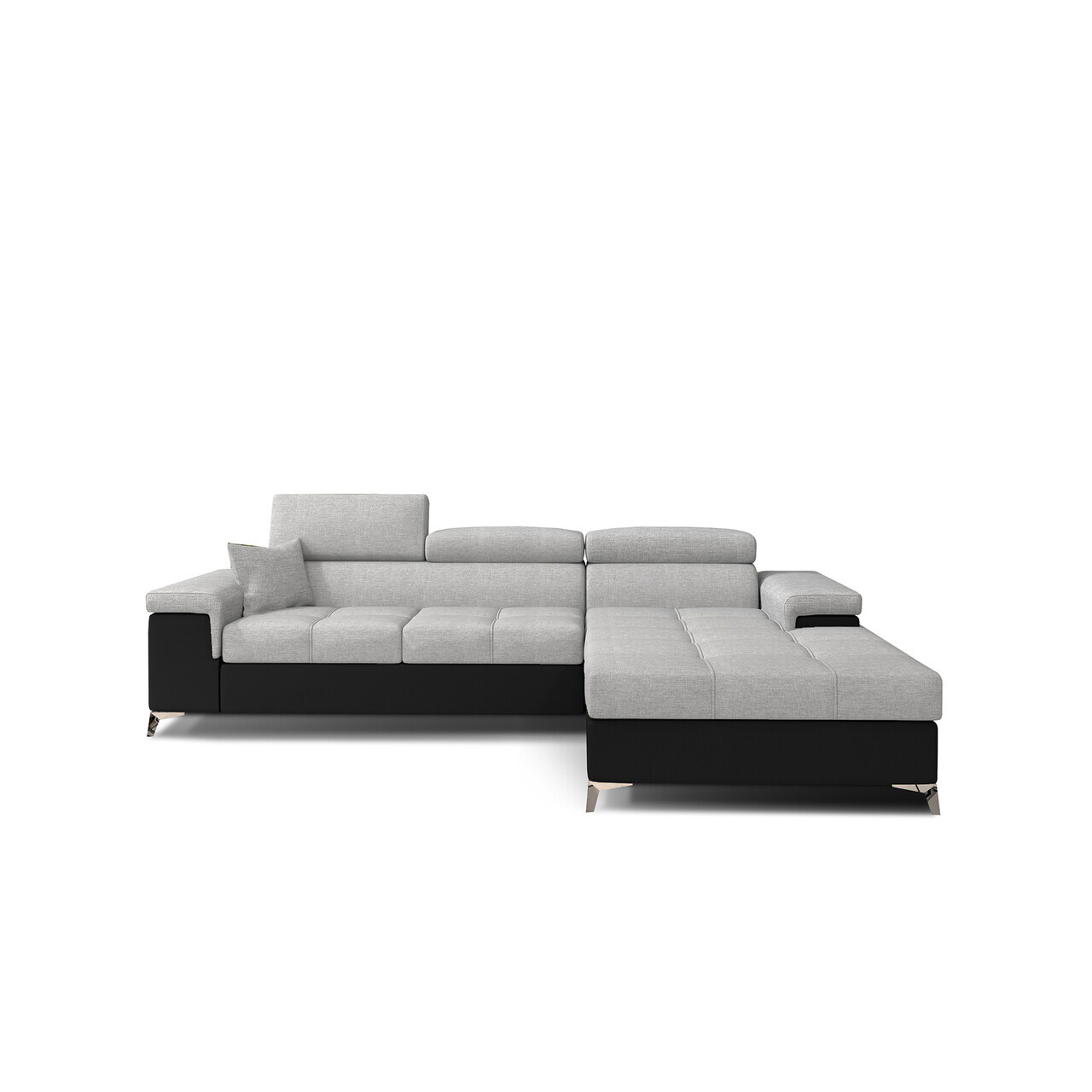 Coltar extensibil dreapta 4 locuri ELTAP, Ric-35, Ricardo, 281x205x88 cm, lemn/poliester, gri deschis/negru - view 2
