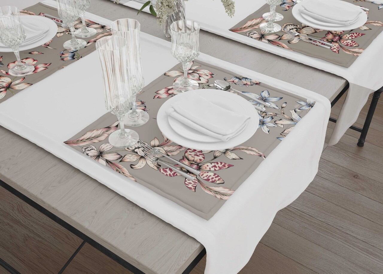 Set suporturi pentru farfurie, Mia, 742TMA7802, Poliester, Multicolor