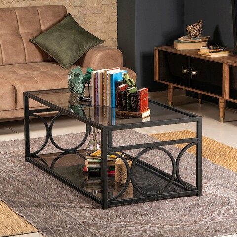 Masuta de cafea, Hadley, Frederika, 120x45x60 cm, Negru Hadley