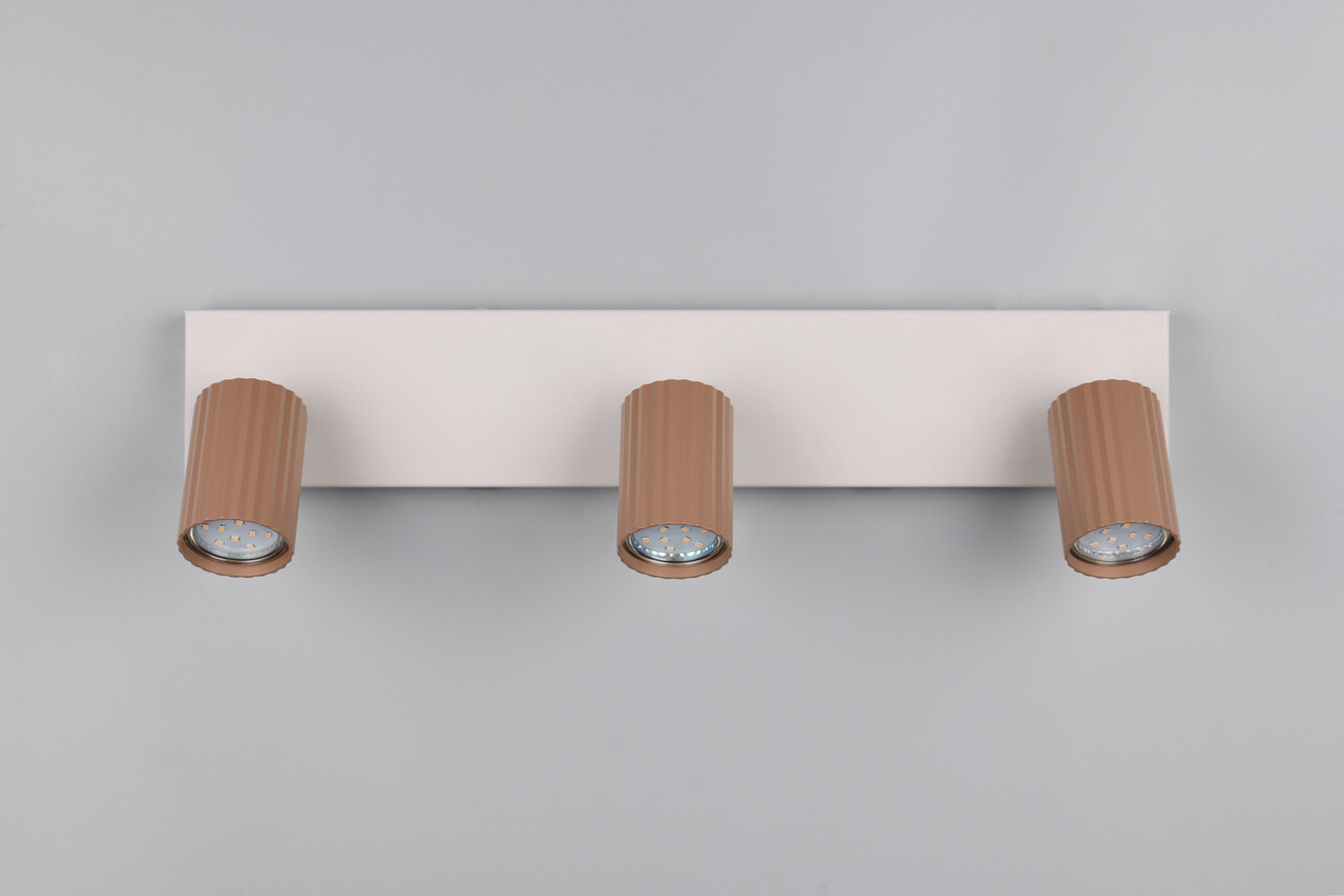 Plafoniera Soka, TRIO, 50x9x14.5 cm, 10W, 3x GU10, metal, gri/maro