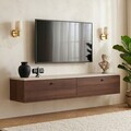 Comoda TV, Nordure, Ligne 140, 140x25x25 cm, Travertin / Nuc Milano