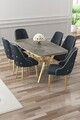 Set masa si scaune (7 piese), Hanah Home, Asel, Antracit / Aur