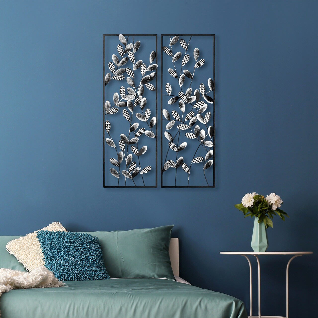 Decoratiune de perete, Olips, Metal, 32 x 90 cm, 2 piese, Multicolor - 2 | YEO