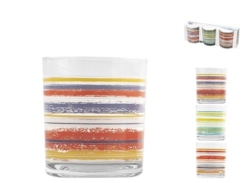 Set 3 pahare Rainbow, Pengo, 250 ml, sticla, multicolor