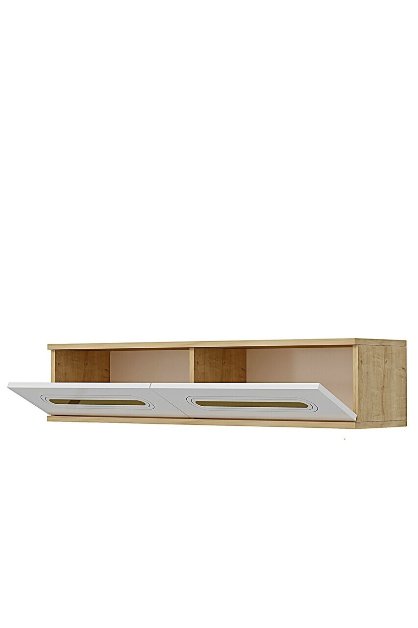 Dulap, Hanah Home, Rany 120, 120x25.5x29.6 cm, Stejar Safir / Alb / Auriu — imaginea 6