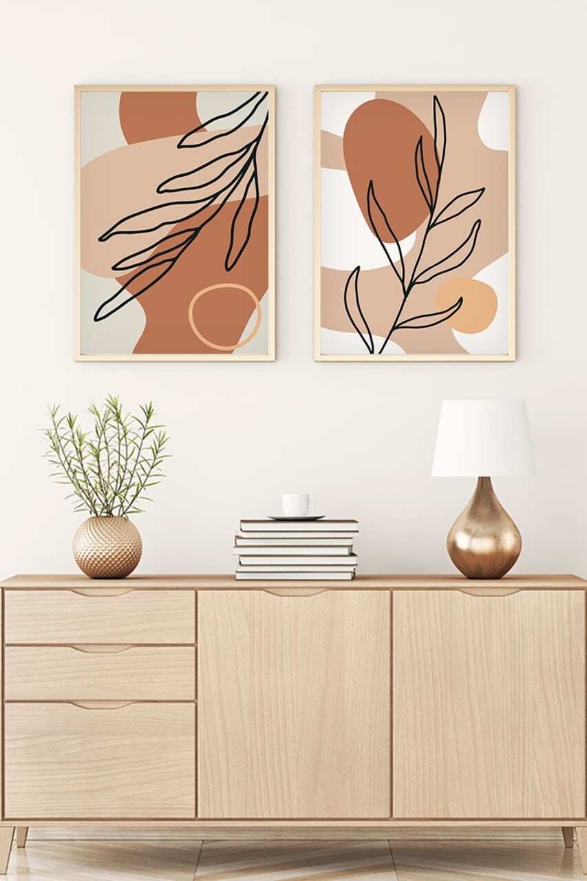 Set 2 tablouri decorative Huhu60 Cadru: 100% LEMN MASIV (Grosime: 25 cm) Multicolor